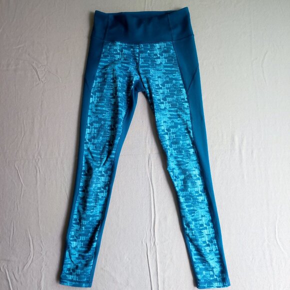 Under Armour Active wear leggings women's size 6 ? teal colour geometric pattern - Picture 1 of 9